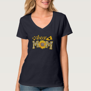 Cheer Mum Megaphone Cute Sunflower Leopard Cheetah T-Shirt