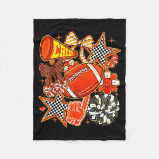 Cheer Mum Orange Cheerleader Game Day Cheer Mama F Fleece Blanket