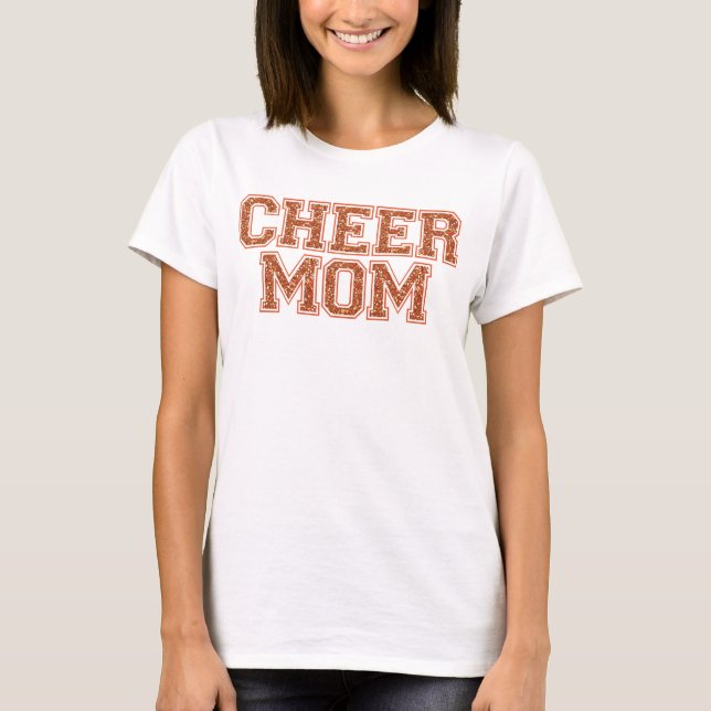 Cheer Mum Orange Glitter T-Shirt (Front)