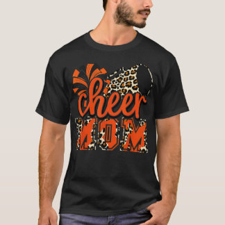 Cheer Mum Orange Leopard Cheer Poms  Megaphone  T-Shirt