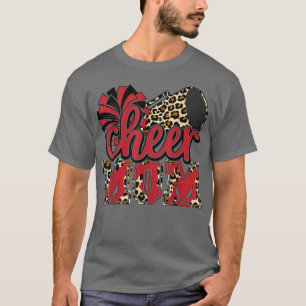 Cheer Mum Red Leopard Cheer Poms & Megaphone T-Shirt