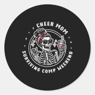 Cheer Mum Surviving Comp Weekend Cheerleading Moth Classic Round Sticker