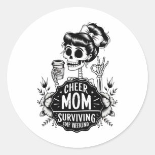 Cheer Mum Surviving Comp Weekend Cheerleading Pare Classic Round Sticker