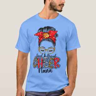 Cheer Nana Cheerleading Nana Leopard Messy Bun Mot T-Shirt