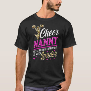 Cheer Nanny Biggest Fan Leopard Print And Pom Pom T-Shirt