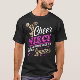 Cheer Niece Biggest Fan Leopard Print And Pom Pom T-Shirt