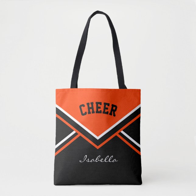 Cheer Orange Cheerleader Outfit Tote Bag (Front)