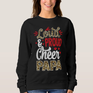 Cheer Papa Biggest Fan Leopard Print And Pom Pom Sweatshirt