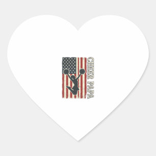 Cheer Papa USA Flag Vintage Cheer Design_1 Heart Sticker