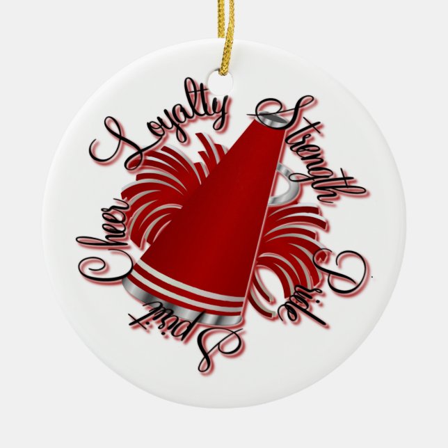 Cheer Red and White Customisable Ornament (Front)