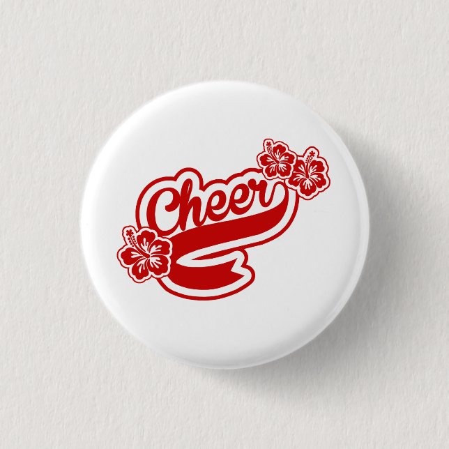 Cheer red flowers pin or button (Front)