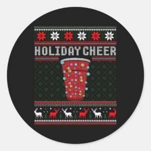 Cheer Red Solo Cup Beer Pong Ugly Classic Round Sticker