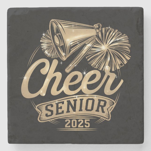 Cheer Senior 2025 Cheerleader Graduation Class Of Stone Coaster (Front)