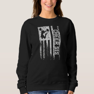 Cheer Sis Vintage American Flag Sister Cheerleader Sweatshirt