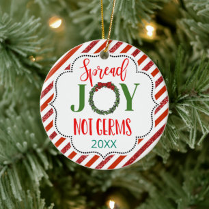 cheer spread joy not germs 2020 covid19 memory ceramic tree decoration