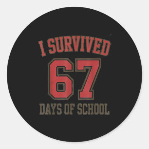 Cheer Squad I Survived 67 Days Of School Slang Gen Classic Round Sticker