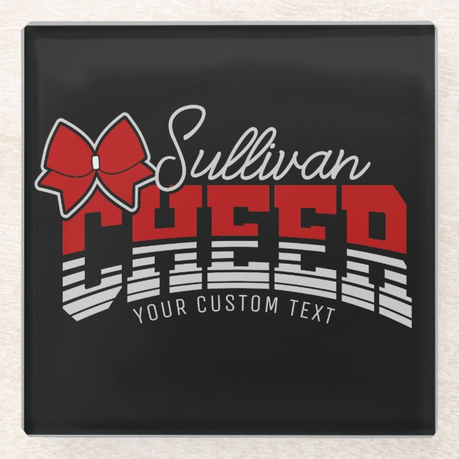 Cheer Team ADD NAME School Athlete Cheerleader  Glass Coaster (Front)