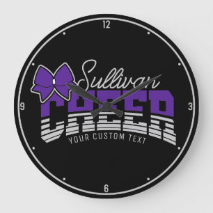 Cheer Team ADD NAME School Athlete Cheerleader  Large Clock