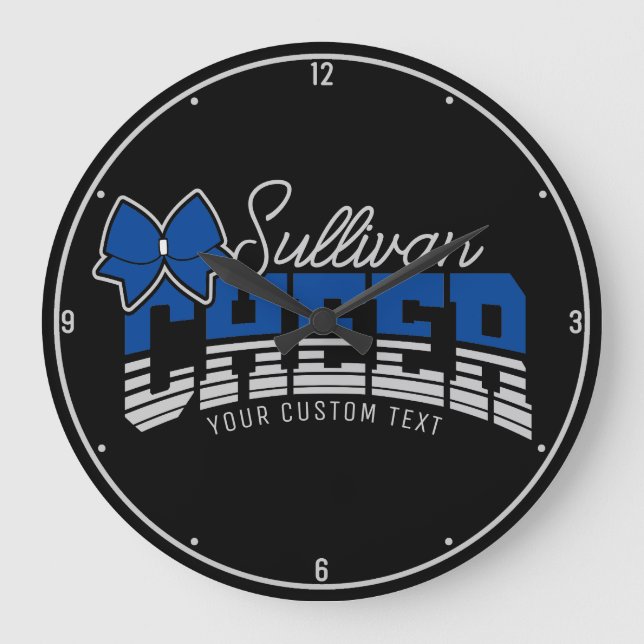 Cheer Team ADD NAME School Athlete Cheerleader  Large Clock (Front)