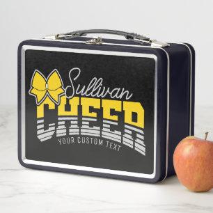 Cheer Team ADD NAME School Athlete Cheerleader Metal Lunch Box