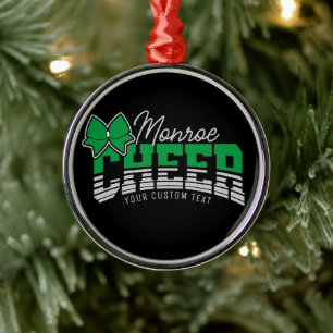 Cheer Team ADD NAME School Athlete Cheerleader  Metal Tree Decoration