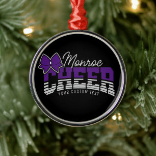 Cheer Team ADD NAME School Athlete Cheerleader  Metal Tree Decoration