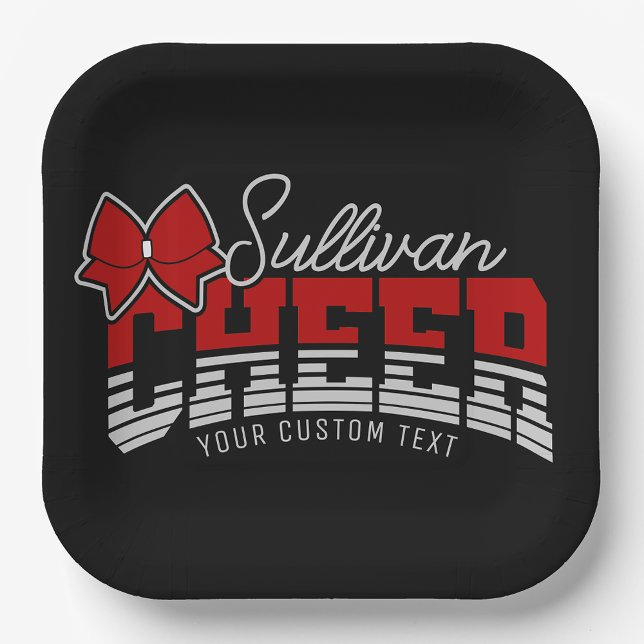 Cheer Team ADD NAME School Athlete Cheerleader  Paper Plate (Creator Uploaded)