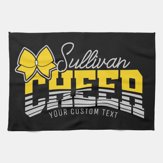 Cheer Team ADD NAME School Athlete Cheerleader  Tea Towel (Horizontal)