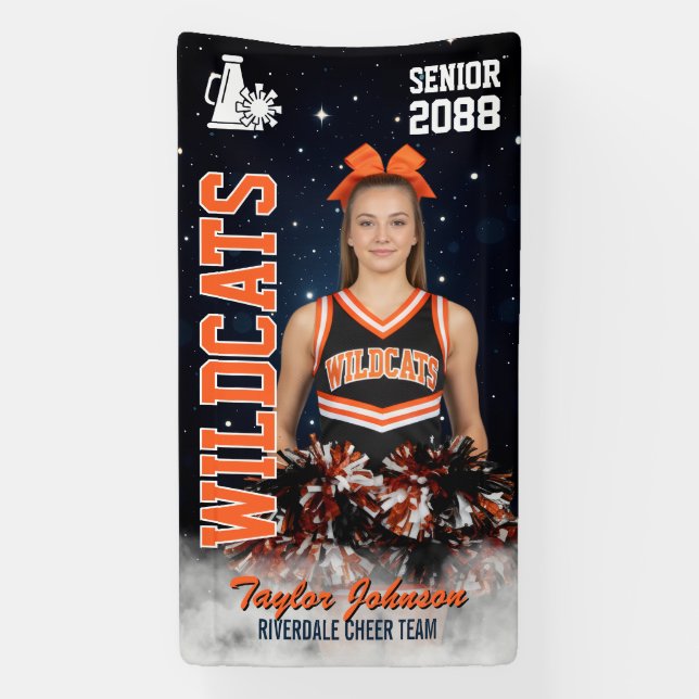 Cheer Team Custom Sports Photo Senior Cheerleading Banner (Vertical)