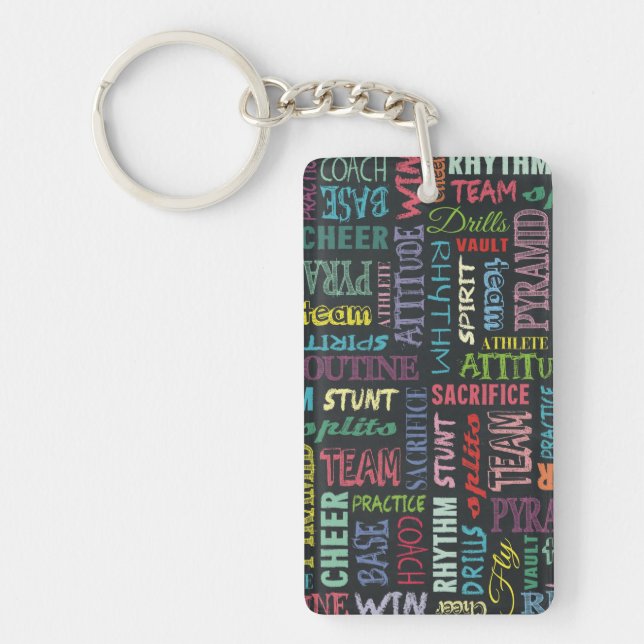 Cheer Terms On The Chalkboard Key Ring (Front)