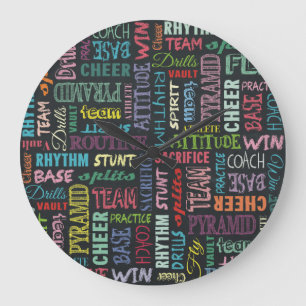 Cheer Terms On The Chalkboard Large Clock