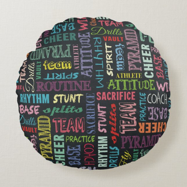 Cheer Terms On The Chalkboard Round Cushion (Front)