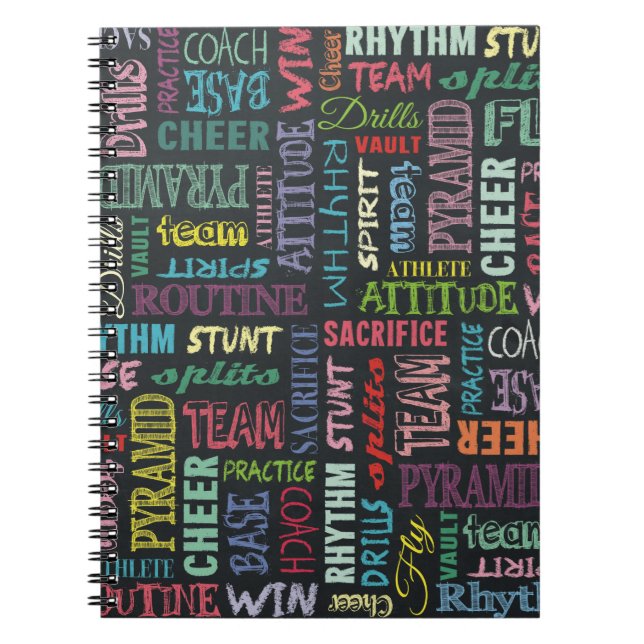 Cheer Terms On The Chalkboard Spiral Notebook (Front)