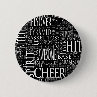 Cheer Terms Word Cloud in Black and White 6 Cm Round Badge