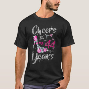 Cheer To 44 Years Old 44th Birthday Wine High Heel T-Shirt