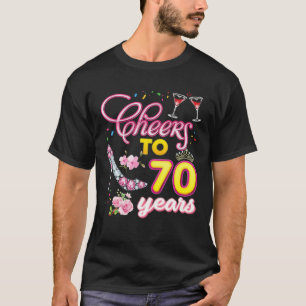 Cheer To 70 Years Old Wine 70Th Birthday Diamond S T-Shirt