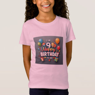 Cheerful 9th Birthday Celebration Girls' T-Shirt