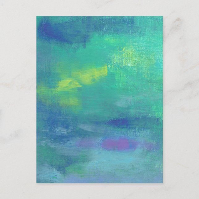 Cheerful Abstract in Aqua Greens and Blues Postcard (Front)
