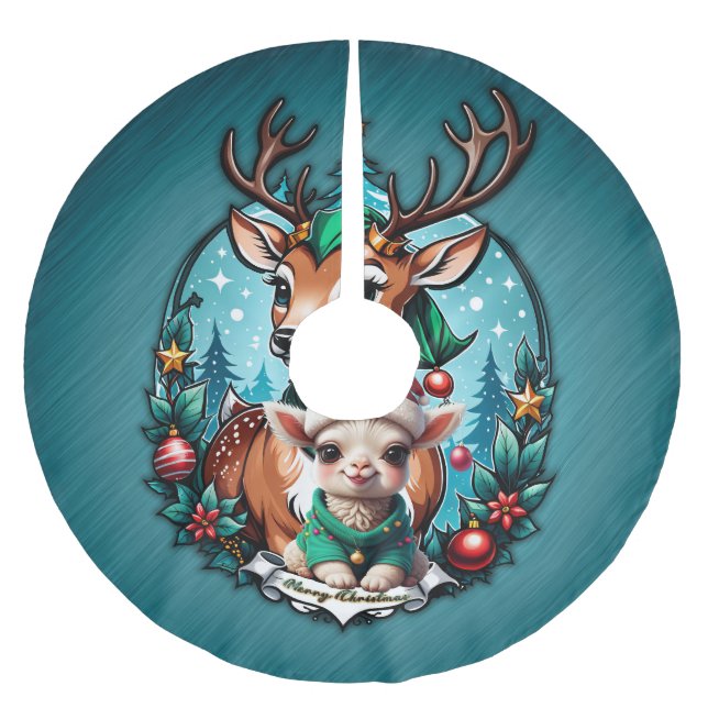 Cheerful and inviting Christmas illustration  Brushed Polyester Tree Skirt (Front)