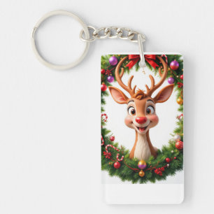 Cheerful Animated Reindeer Key Ring