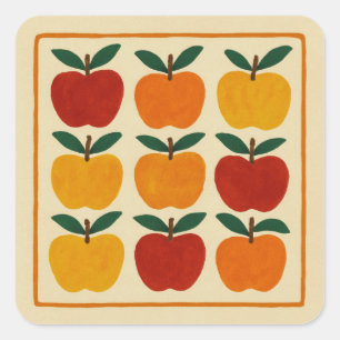 Cheerful Apple Arrangement Square Sticker