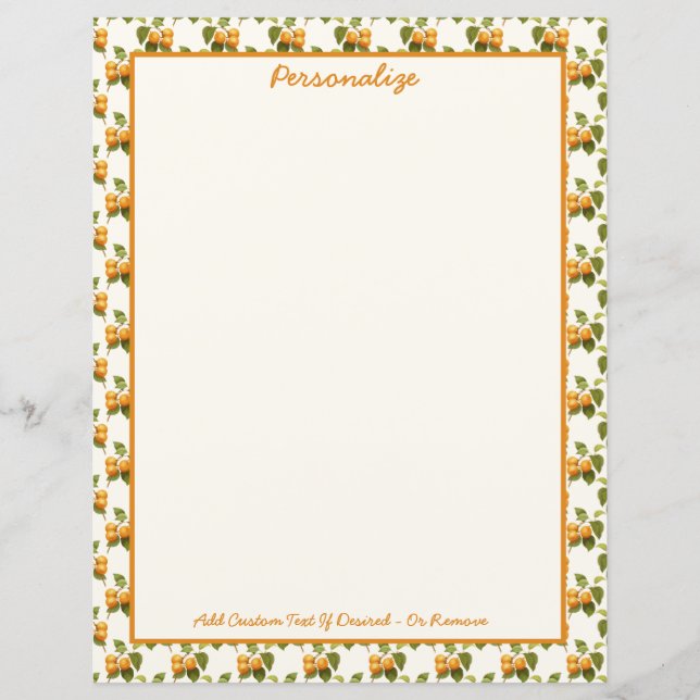 Cheerful Apricot Fruit on Vine Personalise (Front)