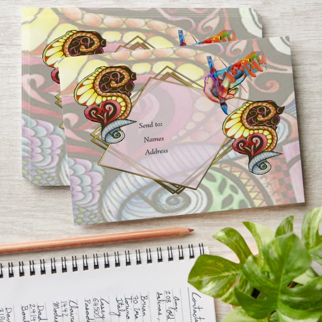 Cheerful Artist Party Doodle Creation Envelope (Stacked)