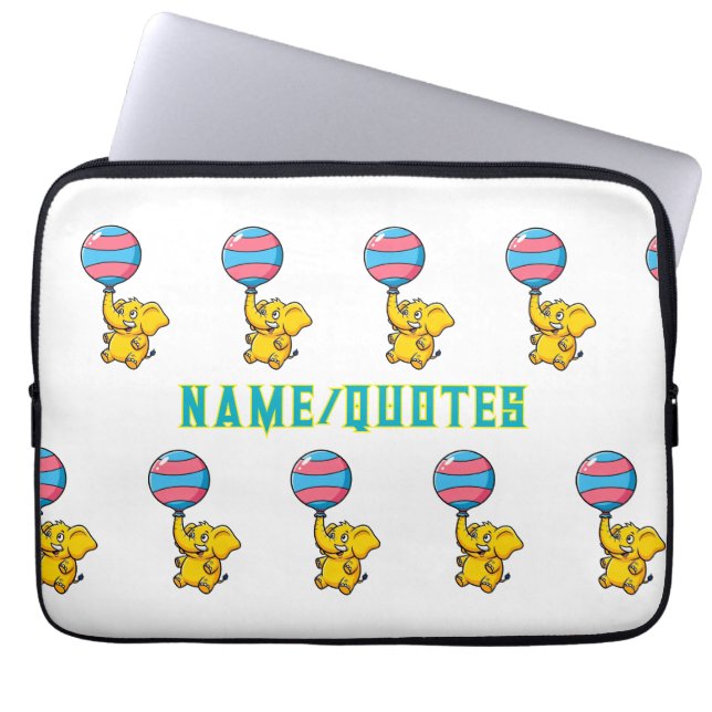 Cheerful Baby Elephant Hot Air Balloon Laptop Sleeve (Front)