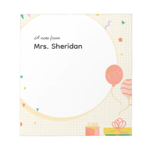 Cheerful Balloons & Lines Teacher Notepad