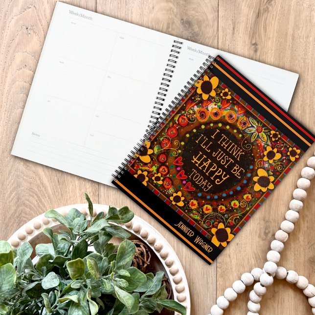 Cheerful Be Happy Quote Fun Floral Inspirivity  Planner (Creator Uploaded)
