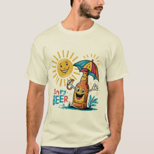 Cheerful Beer Bottle and Sunny Fun T-Shirt