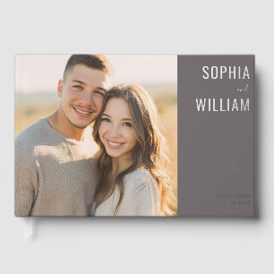 Cheerful Beige Minimalist Photo Guest Book