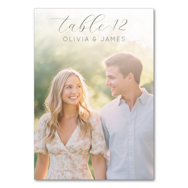 Cheerful Beige Minimalist Photo Table Number (Back)