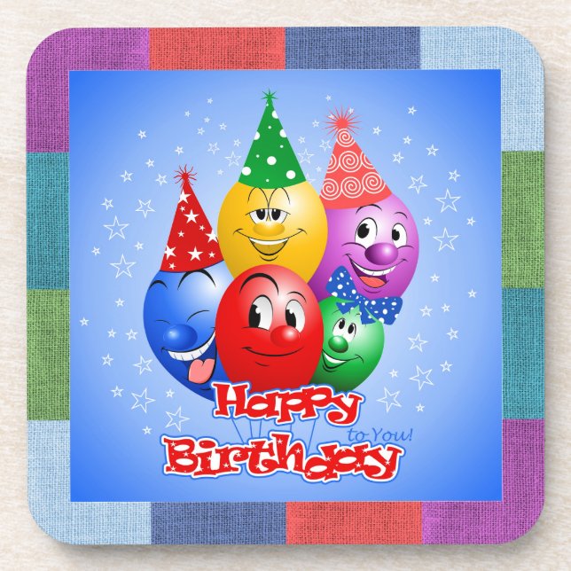 Cheerful Birthday Balloons Coaster (Front)